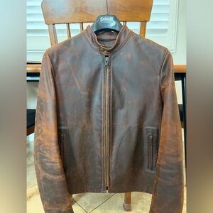 Schott NYC Unlined Cowhide Cafe Racer Leather Jacket